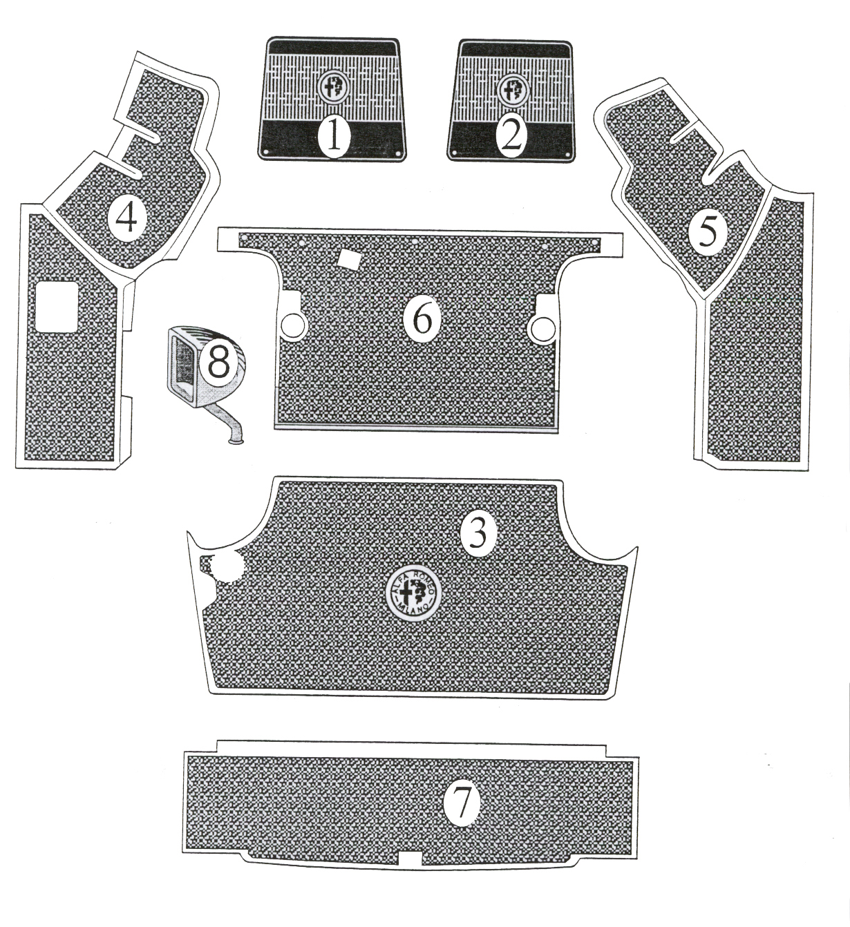 Mats, complete set (less gas tank boot) - 10054000