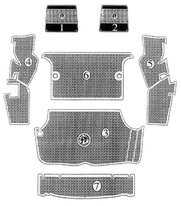 Mat set, complete with trunk mats in black, for 1750/2000 GT - 10055000