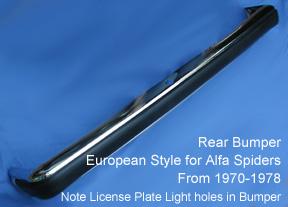 Bumper, rear, NOS, European version, lightweight, fits 1971-78, includes 2 holes for Euro style license plate lights.  Replacement for US version for racing only. - B0106