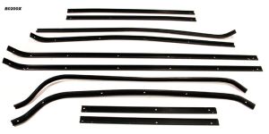 Door surround mounting strips, complete set for both sides, 10 piece set, new manufacture, painted steel as original - B0200X