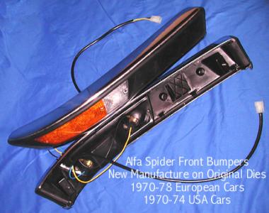 Bumper, left, front, European version, made on original dies, complete with turn signal assembly, stainless steel top & trim, smooth rubber face, superb! Fits 1971-78 Euro version, fits 1970-74 American version as direct replacement.  (1975-78 requir