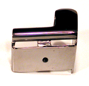 Trim, chromed, just behind door on top of fender, has 2 slots for soft-top boot hook, specify right or left - B0214