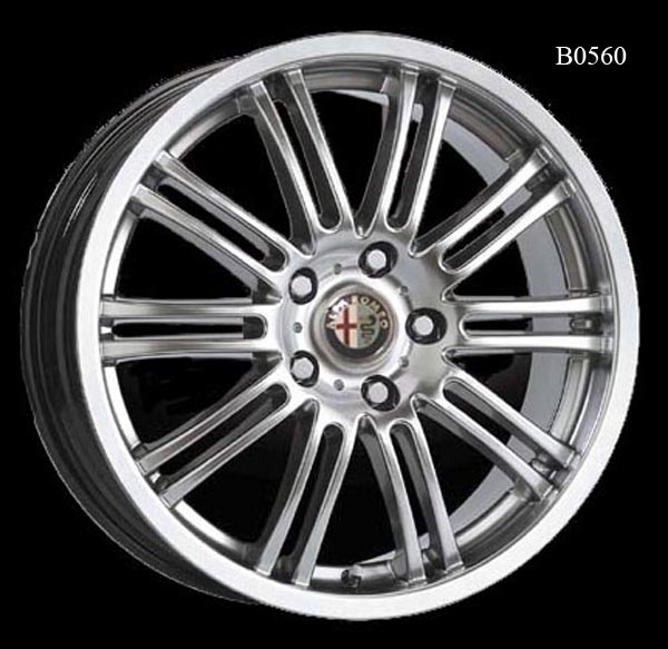 Wheel, Plus.  New Italian manufacture.  Fits various Alfas with 5 bolt X 98mm bolt pattern.  Powder coated to resemble a chrome finish.  7.5 X 16 - B0560