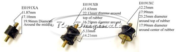 Fuel pump support for electric pumps at rear of car, rubber mount with 1 stud on each end, Veloce only, hourglass shape with hexagonal ends. - E0191XA