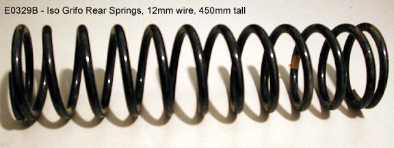 Springs, rear, new, 12mm wire x 450mm tall.  Iso Grifo - E0329B