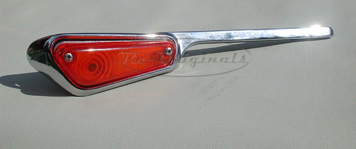 Side marker light assembly, complete, NOS, Carello, style with long bezel.  Left side - L0158S