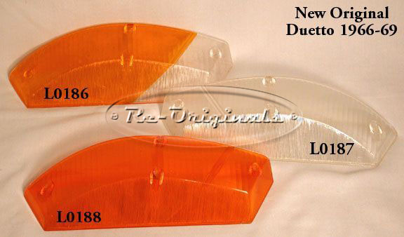 Turn signal lens, front, white/amber, NOS, Carello, right side - L0188