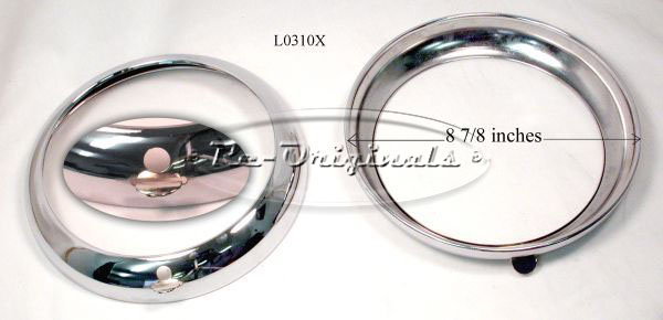 Headlight rim, 8-7/8 OD, new manufacture, no Marchal script\n - L0310X