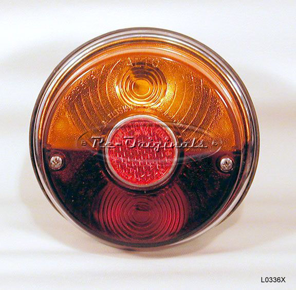 Taillight assembly, NOS, Carello or Altissimo, amber/red with reflector.  Correct, original 2 piece siamesed lens. - L0336X