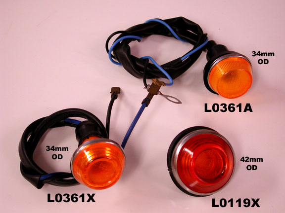 Side marker lights, NOS, complete, after-market, flat face. - L0361A