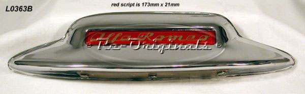 License plate light, NOS, Carello #10.548.000, Alfa Romeo script in black - L0363B