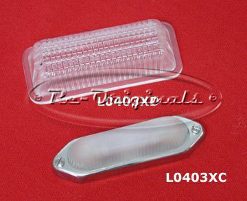 Lens for engine compartment light, trunk light, rectangular ends w/ ribbing on the outer surface, correct for some cars only - L0403XD