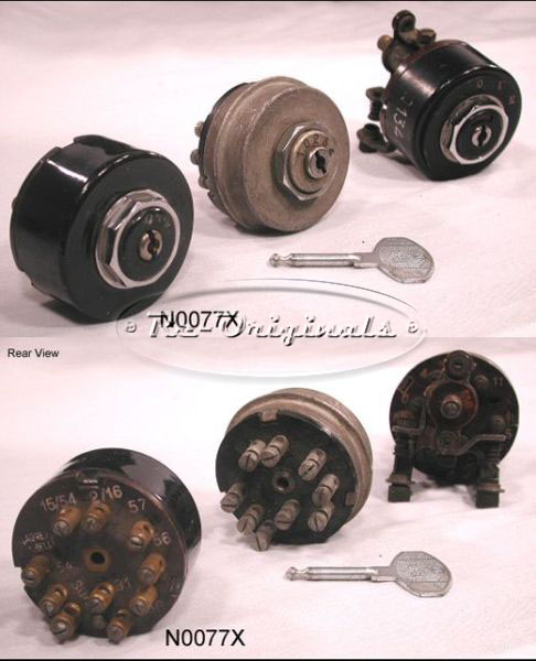 Ignition switch, SIPEA, NOS, old style using nail type key, OFF plus 2 positions - N0077X