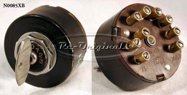Ignition switch, Sipea or Marelli, old style using nail-like key.  OFF position plus three other positions.  No generator light - N0085XB