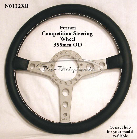 Steering wheel for competition cars, leather, handmade, these Momo made steering wheels are reinforced for racing, fits standard hub. - N0132XB