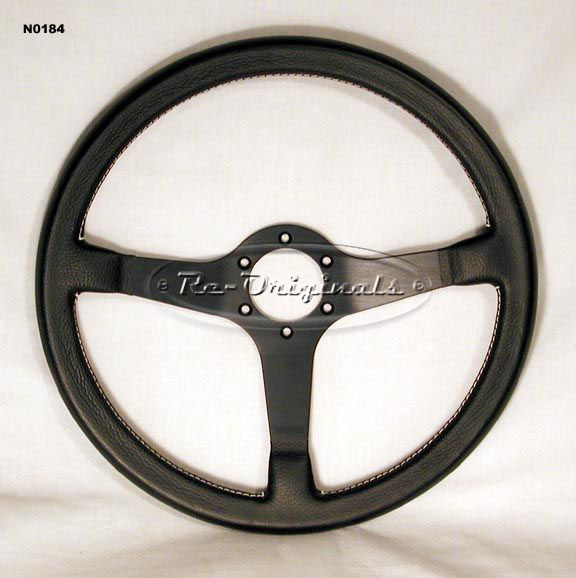 Steering wheel, NOS, Momo, solid black spoke style - N0184