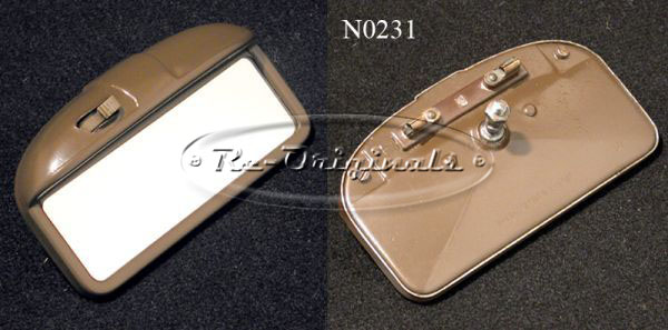 Mirror, rearview for TDF, rectangular mirror with overhang light in painted metal housing, Fiat N.435797 - N0231