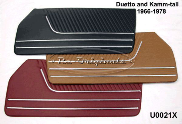 Door panels: new manufacture, correct heat-stitching, correct chromed trim, made on original dies, burgundy (#20150). - U0021X