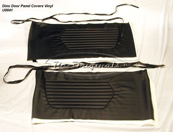 Door panel covers, black.  Correct heat-stitched original vinyl, re-uses your old boards, 3 original colors available. - U0041