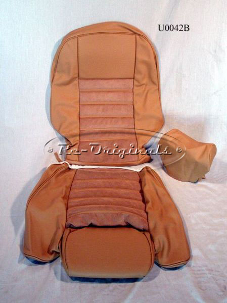 Seat Covers With the Italian Alcantara suede insets, and our superb Quality Italian leather, the same leather we use on our Ferrari and Maserati restorations.  Leather on fronts, sides & backs.  No vinyl anywhere.  These are truly superb! - U0042B