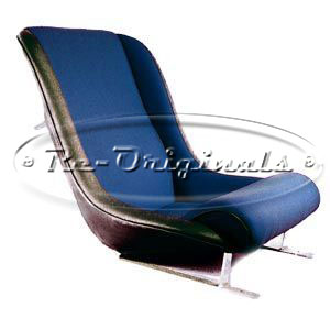 Seats with alloy buckets, handmade in Italy from original patterns by Scaglietti craftsmen, covered with the original blue canvas, for 250 GTO.  Other original bucket designs available.  Also available bare, alloy shell or small tube frame. - U0053