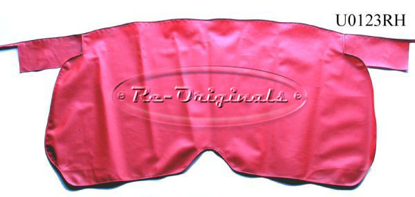 Rear drape that covers stowed soft top.  Red vinyl and mounted with sheet metal hooks through wired edge, pre-sewn. - U0123RH