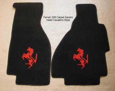 Carpet saver, large inlaid Cavallino in middle of mat.  Specify Coupe or Spider and what weird or normal color combination you would like. - U0137