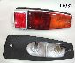 Taillight assembly, Altissimo, with reflector, amber/red, #300.12.01 on red portion of lens, NOS, aluminum housing style - L0383
