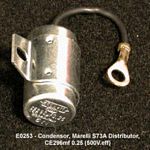 Distributor condenser, NOS, Marelli S73A and S73B Distributor, CE296mf 0.25, (500v.eff) - E0253