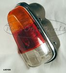 Taillight assembly, NOS, Carello or Altissimo, no horizontal bars, specify red/red/white lens or amber/red/white lens, with large rubber boot - L0019X