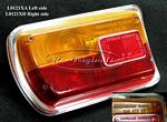 Taillight assembly, NOS, Carello, plastic body, with chromed edge on lens, includes NOS reflector,left side amber/red. - L0121XA