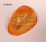 Side marker light lens, front, amber, small teardrop style, new manufacture with Carello logo on lens - L0180XB