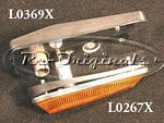 Side marker light assembly, front, new manufacture, Altissimo, amber, long teardrop style - L0267X
