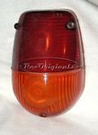 L0363 Taillight lens, amber/red, NOS, bulbous teardrop style