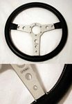 Steering wheel, Momo (Prototipo), black leather, black spokes, flat GTA style, NOS - N0027C