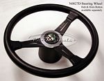 Steering wheel, Nardi, NOS, leather wrapped, satin silver or black spokes, hub and horn button available separately.  This is the actual vintage Nardi, not a remanufactured wheel. - N0027D