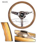 Steering wheel, blonde wood, 360mm diameter, 4 holes in each spoke, completely restored with hub & horn button, custom-made, call for photo. - N0123X