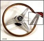 Steering wheel, Nardi, wood, black inlay stripe on face of wood, NOS.  Flat slotted spokes, custom Alfa horn button, 360 mm, fits 105 Alfas, can change hub to fit most Alfa applications. - N0123XB