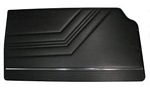 Door panels: 1 horizontal chromed plastic strip near bottom, with correct heat-stitched ribs below and following arm rest pattern near middle of door panel, made on original dies, Black (#20009). - U0019Blk